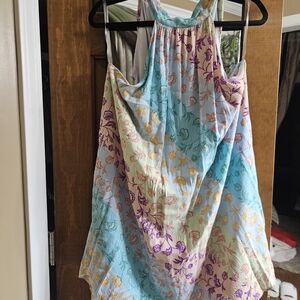 Floral Print Halter Midi Dress in Pastel Multi